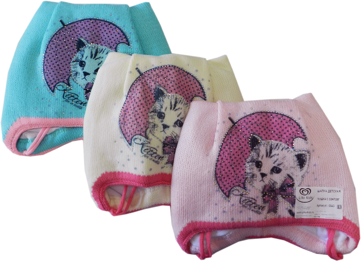 0043/1 Кошка с зонтом синтепон шапка детская