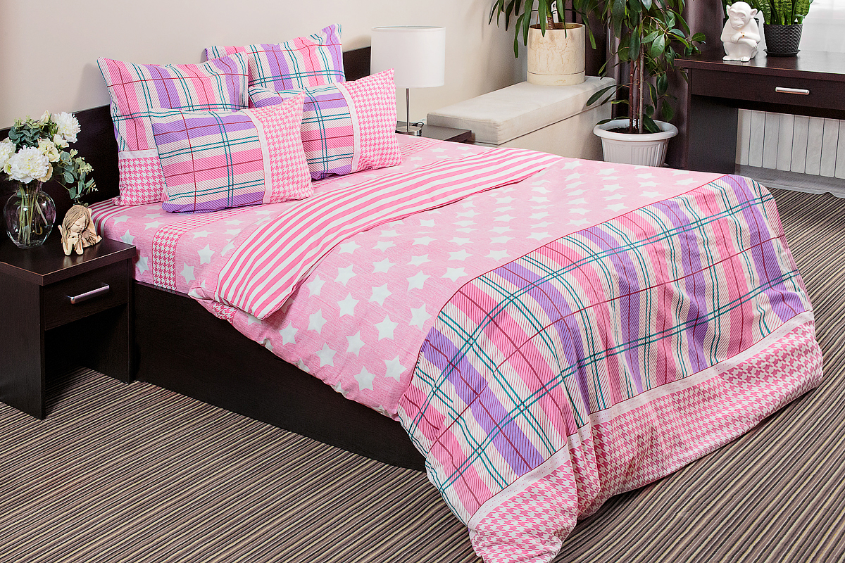 качественный кпб бязь 2 сп с европростыней ночь нежна