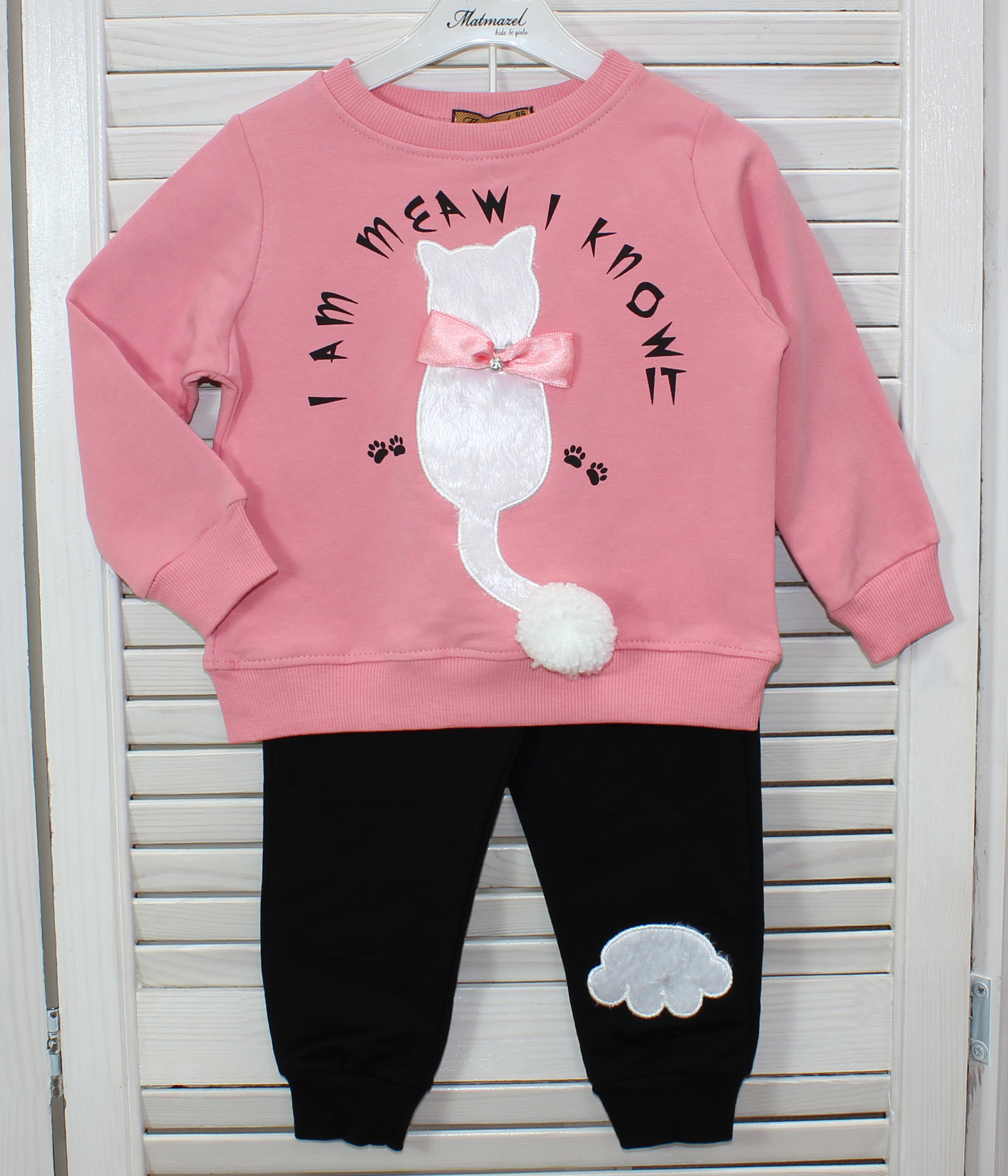 модная детская одежда 8019 костюм для девочки(начес)