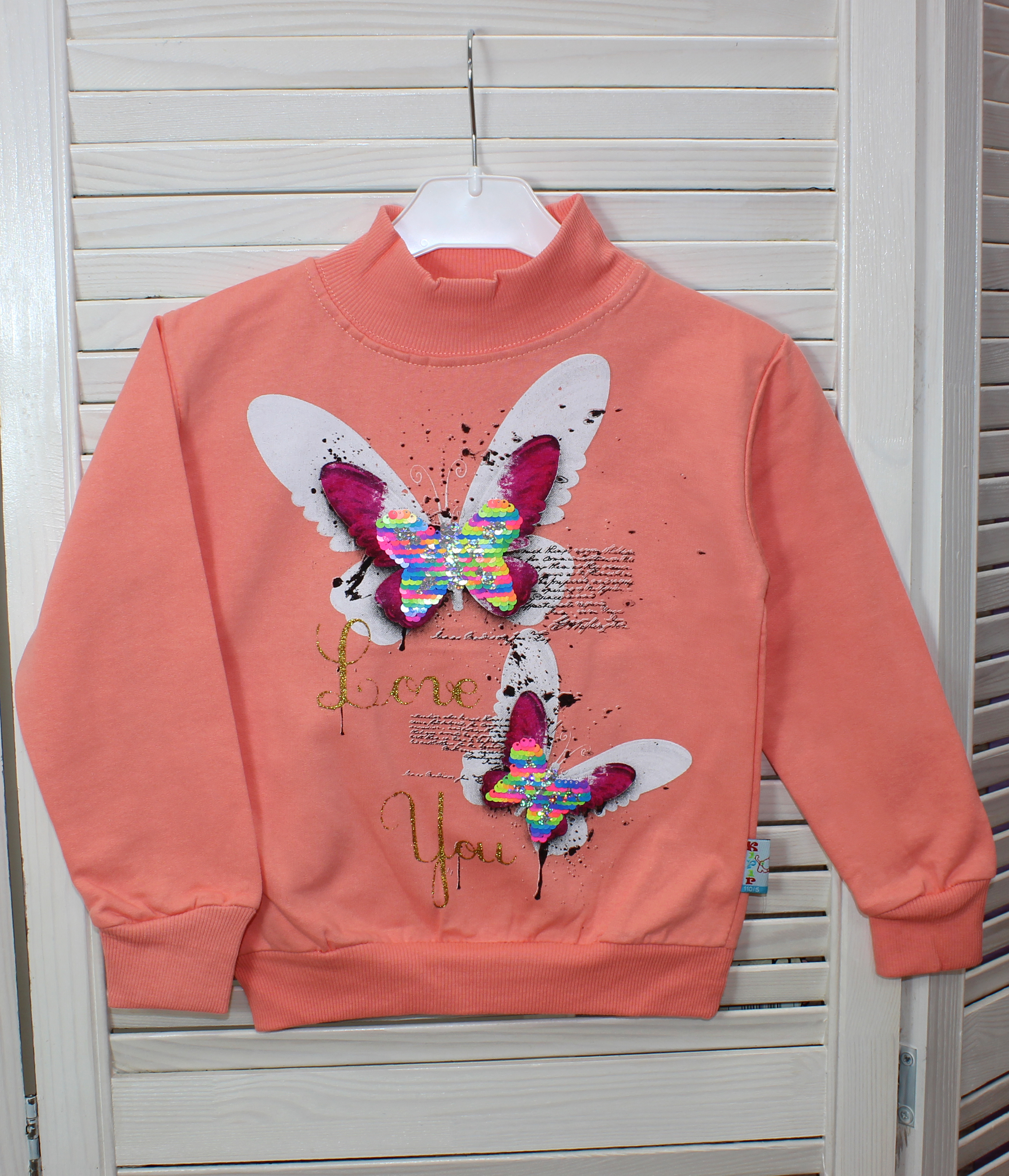 модная детская одежда 1504 водолазка для девочки(начес)