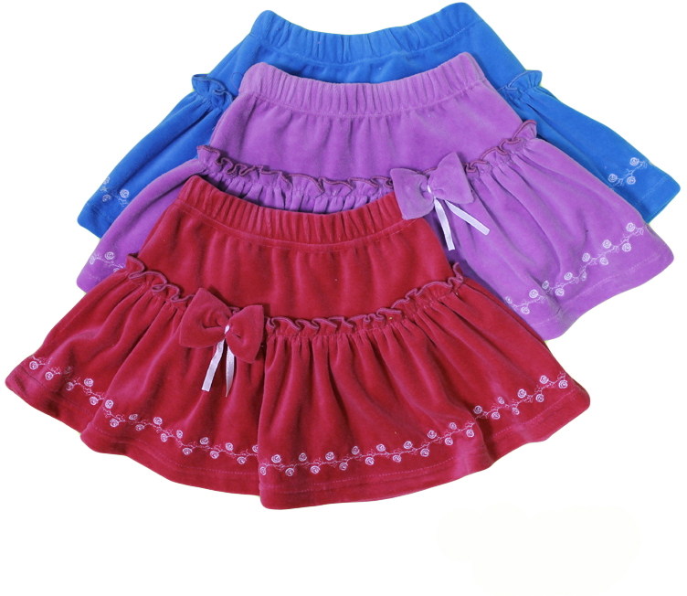 030309 У Юбка велюр с вышивкой