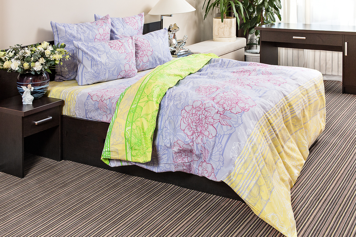 качественный кпб бязь 2 сп с европростыней ночь нежна