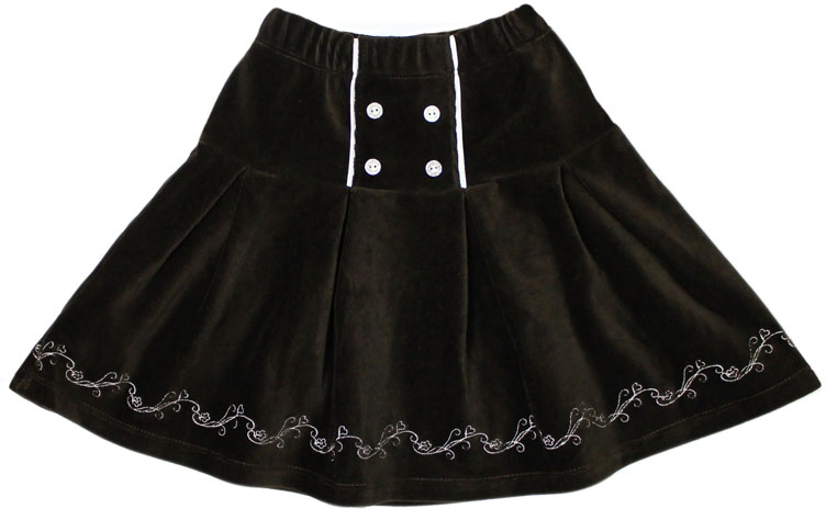 030311 У Юбка вельвет с вышивкой